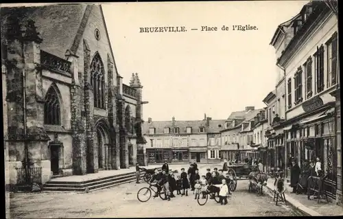 Ak Beuzeville Eure, Place de l'Eglise