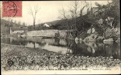 Ak Moulin de Lingoux Yonne, Flusspartie, Gebäude