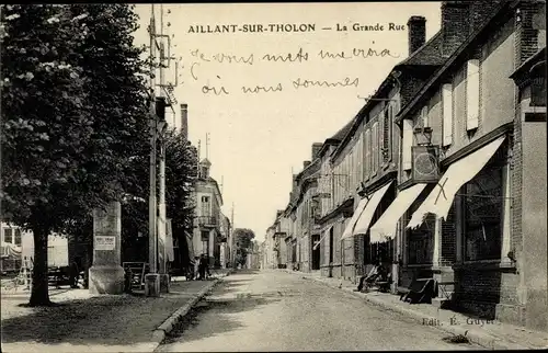 Ak Aillant sur Tholon Yonne, La Grande Rue, Geschäfte