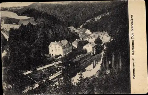 Ak Obergruna Großschirma im Kreis Mittelsachsen, Ortsansicht, Hammerwerk