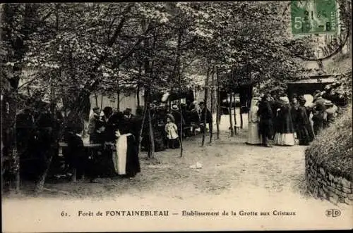 Ak Fontainebleau Seine et Marne, Etablissement de la Grotte aux Cristaux