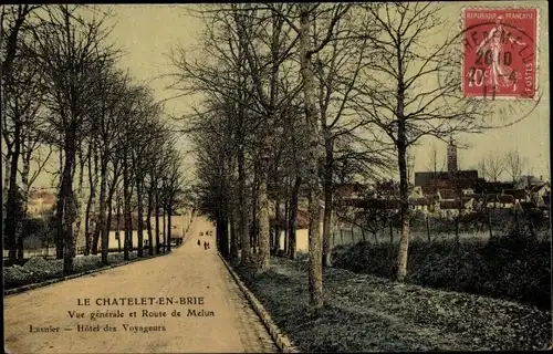 Ak Le Chatellet en Brie Seine et Marne, Vue generale et Route de Melun