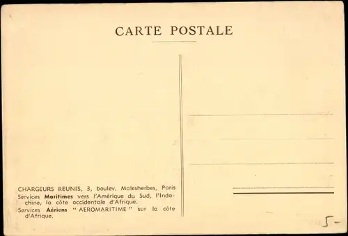 Ak Paquebot Foucauld, Compagnie des Chargeurs Réunis