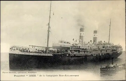 Ak Paquebot Asie, Compagnie de Navigation Sud-Atlantique, Dampfschiff