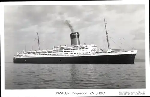 Ak Paquebot Pasteur, Dampfschiff, Compagnie de Navigation Sud-Atlantique, 1947