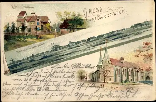 Litho Bardowick in Niedersachsen, Künstlerheim, Dom, Panorama