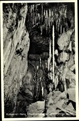 Ak Rübeland Oberharz am Brocken, Hermannshöhle, 8000 jährige Säule