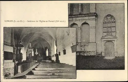 Ak Lorges Loir et Cher, Eglise, Interieur, Portail