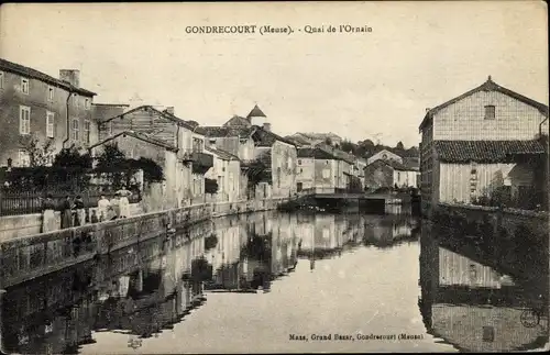 Ak Gondrecourt Meuse, Uferpartie, Quai de l'Ornain