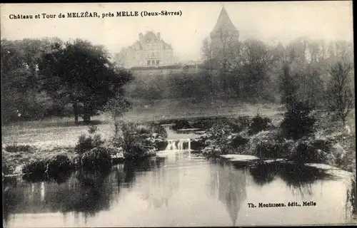 Ak Melle Deux Sèvres, Uferpartie, Chateau et Tour de Melzear