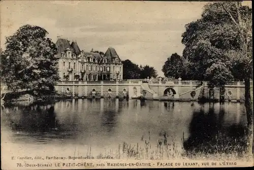 Ak Mazières en Gâtine Deux Sèvres, Le Petit Chene, Facade du Levant, Vue de l'Etang