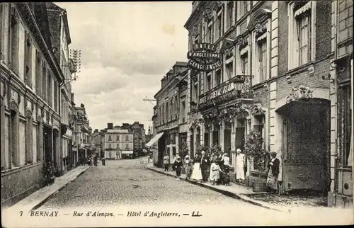 Ak Bernay Eure, Rue d'Alencon, Hotel d'Angleterre