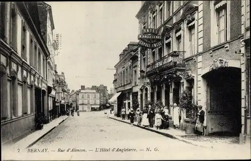 Ak Bernay Eure, Rue d'Alencon, Hotel d'Angleterre