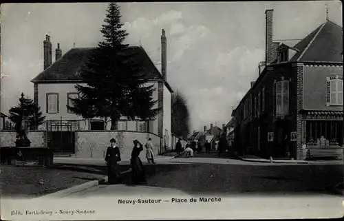 Ak Neuvy Sautour Yonne, Place du Marché, Geschäft