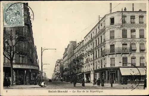 Ak Saint Mandé Val de Marne, La Rue de la Republique