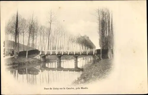 Ak Hesdin Pas de Calais, Pont de Guisy sur la Canche