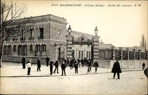 Ak Billancourt Hauts de Seine, l'Usine Kellner, Sortie des ouvriers