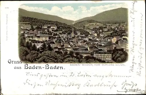 Litho Baden Baden am Schwarzwald, Panorama vom Schloss Solms aus