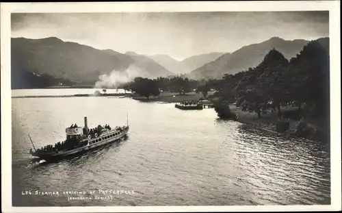 Ak Patterdale Cumbria, Steamer arriving, Harbour