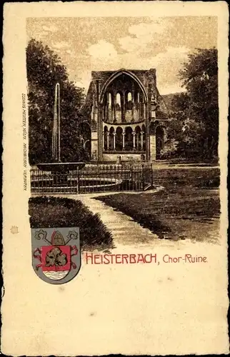 Wappen Künstler Ak Königswinter am Rhein, Kloster Heisterbach, Chor Ruine
