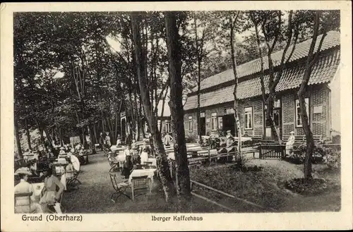Ak Bad Grund Harz Niedersachsen, Iberger Kaffeehaus, Terrasse