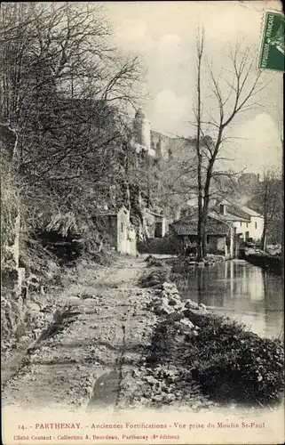 Ak Parthenay Deux Sèvres, Anciennes Fortifications, Vue prise du Moulin St. Paul