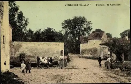 Ak Vendrest Seine et Marne, Fontaine de Cornevent