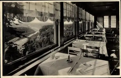 Ak Bastei Lohmen Sächsische Schweiz, Bastei Hotel, Blick von der Weinterrasse auf das Elbtal