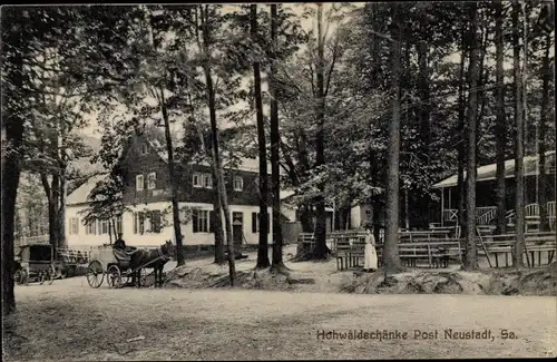Ak Neustadt in Sachsen, Hohwaldschänke, Kutsche