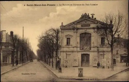 Ak Saint Maur des Fossés Val de Marne, Le Theatre et l'Avenue du Bois Guimier