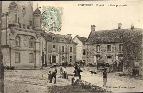 Ak Coutures Maine et Loire, Place principale