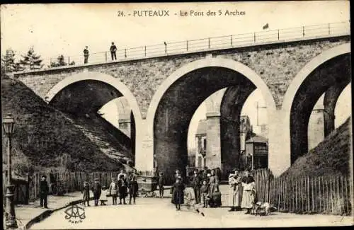 Ak Puteaux Hauts de Seine, Le Pont des 5 Arches