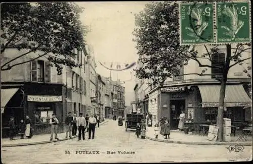 Ak Puteaux Hauts de Seine, Rue Voltaire, Restaurant