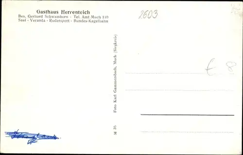Ak Much Rhein Sieg Kreis, Gasthaus Herrenteich, Gerhard Schwamborn