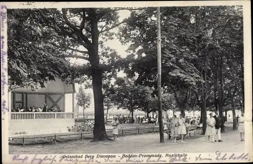 Ak Dziwnów Berg Dievenow in Pommern, Bodden Promenade, Musikhalle