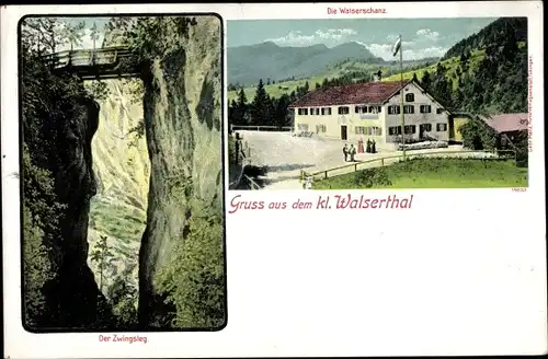 Ak Kleines Walserthal Vorarlberg, Zwingsteg, Walser Schanz