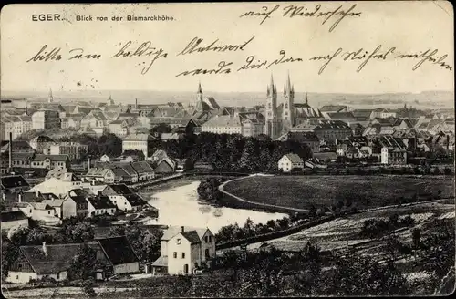 Ak Eger Reg. Karlsbad, Blick von der Bismarckhöhe