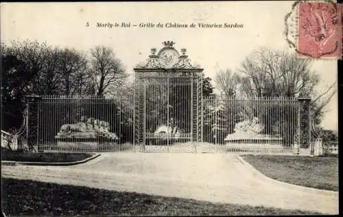 Ak Marly le Roi Yvelines, Grille du Chateau de Victorien Sardou