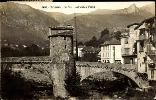 Ak Sospel Alpes Maritimes, le Vieux Pont