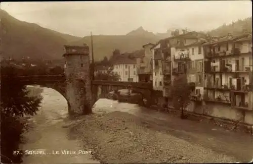 Ak Sospel Alpes Maritimes, le Vieux Pont, die alte Brücke