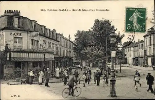 Ak Bezons Val d'Oise, Quai de Seine, Les Promenades