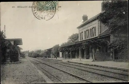 Ak Belloy Saint Martin Val d'Oise, La Gare, Vue interieur