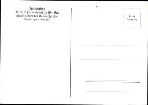 Ak Großeledder Dabringhausen Wermelskirchen im Bergischen Land, Verwalterhaus, Speisesaal