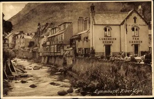 Ak Lynmouth Devon England, River Lyn, Luncheon Rooms, Tea Garden