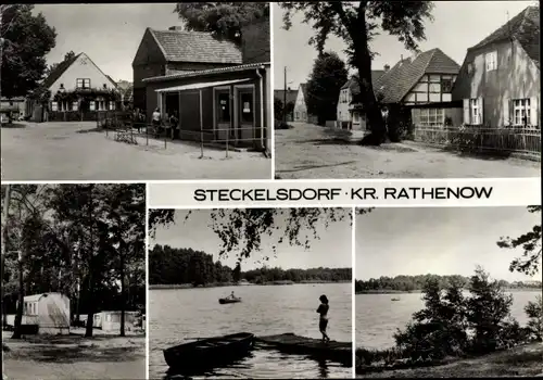 Ak Steckelsdorf Rathenow Brandenburg, Seepartie, Dorfidyll