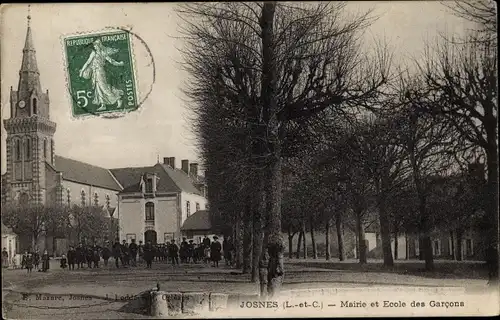 Ak Josnes Loir et Cher, Mairie et Ecole des Garcons