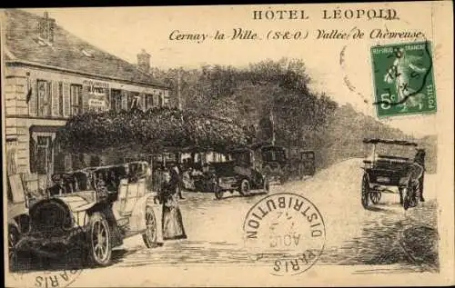 Ak Cernay la Ville Yvelines, Hotel Leopold, voiture