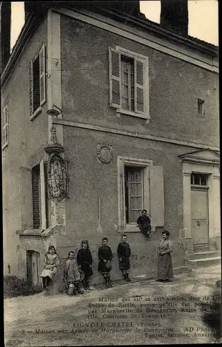 Ak Ligny le Chatel Yonne, Maison aux Armes de Marguerite de Bourgogne