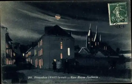 Ak Dourdan Essonne, Rue Basse Foulerie, La Nuit
