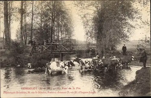 Ak Verdelot Seine et Marne, Le Pont de la Fee